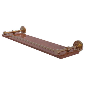 Waverly Place 22" Solid Wood Shelf with Gallery Rail, Brushed Bronze
