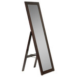 Baxton Studio - Baxton Studio Modern Mirror With Built,, Stand, Lund Dark Brown Wood - Svelte, stylish, and convenient, the Lund Mirror is a great way to spice up your morning routine. Made with an eco-friendly solid rubberwood frame and integrated stand, allowing the piece to be freestanding at an angle without needing to be secured or leaned against a wall. This is not a full body length mirror. To clean, the frame should be wiped with a dry cloth and the mirror itself cleaned with standard glass cleaning solution. The mirror is made in Malaysia and is fully assembled. Dimensions: 18 inches in Wide X 21. 5 inches in Deep X 60. 5 inches in Height