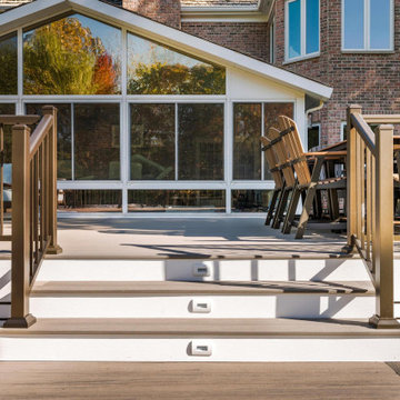 AZEK Reserve Collection Driftwood Decking & Express Universal Rail Bronze