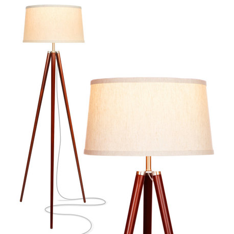 Brightech Emma LED Tripod Floor Lamp, Walnut Brown