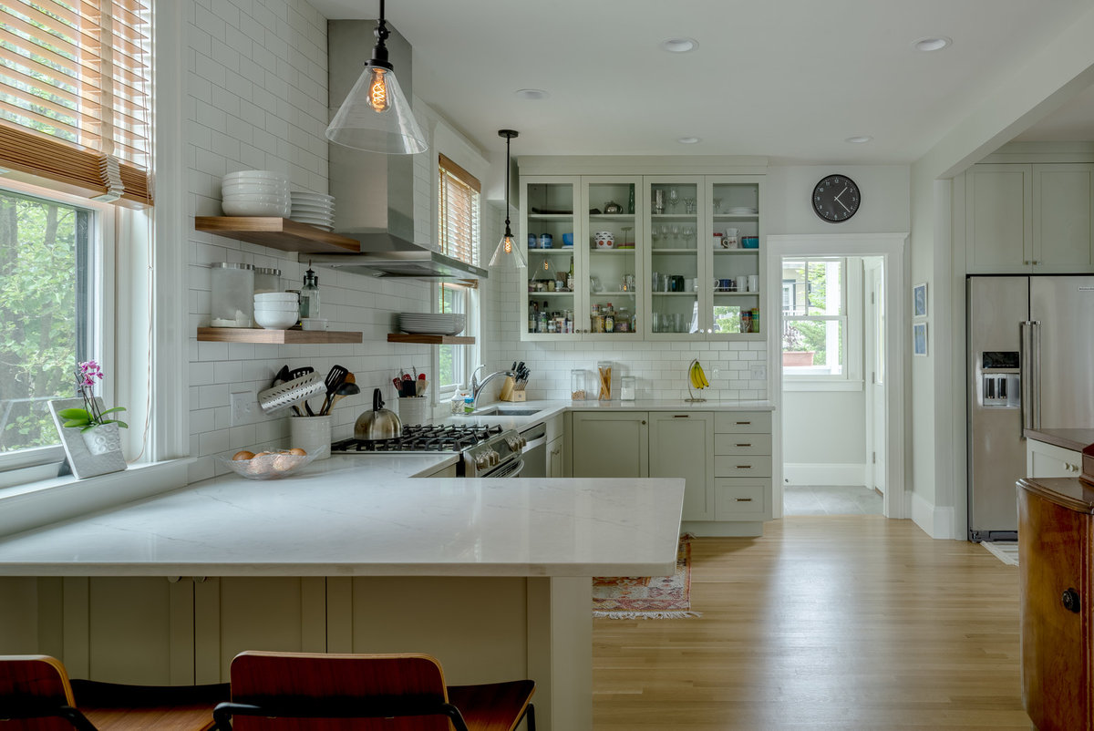 Open Shelves in a White Kitchen