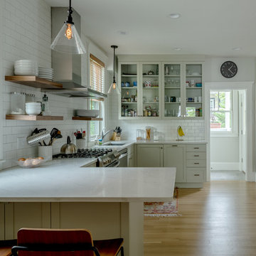 Open Shelves in a White Kitchen