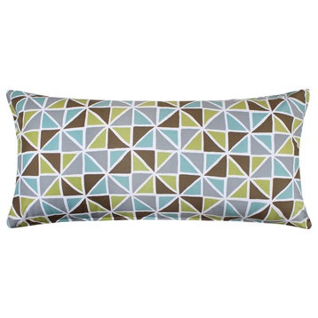 Triangle Pattern Body Pillow Cover, Green Brown Powder Blue, 20"x54"