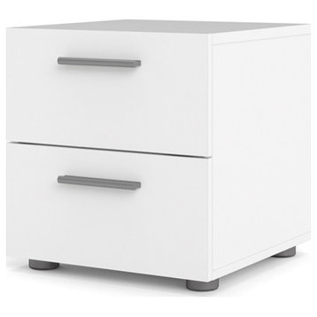 Home Square Engineered Wood White 2psc Double Dresser and Nightstand Bedroom Set