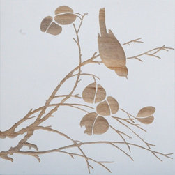 Wood Carved Bird on Branch - Picture Frames