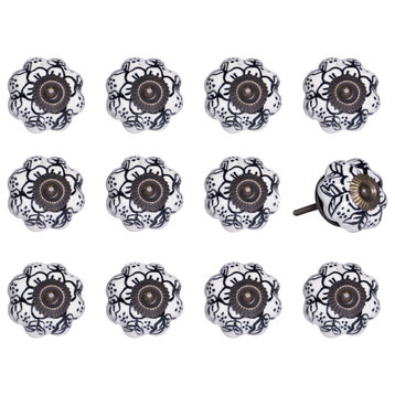 1.5" X 1.5" X 1.5" White Black And Gold  Knobs 12 Pack