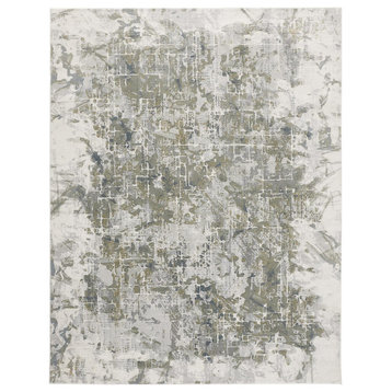 Weave & Wander Halton Contemporary Marble Rug, Silver/Gray, Ivory, 2'x3'