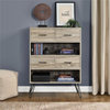 Lucas Bookcase With Bins, Weathered Oak