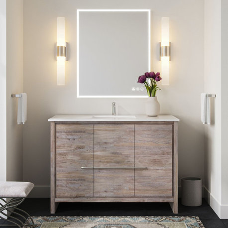 Dolce Bath Vanity, Natural Wood, 48", Single Sink, Freestanding