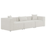 Meridian Furniture - Cube Upholstered Modular Sofa, Cream, 3-Piece: 1 Armless Chair, 2 Corner Chair, Linen Texured Fabric - Treat yourself to some long overdue "me time" when you're seated on this Cube 3-Piece Modular Sofa. This beautiful modular unit is both eye-catching and elegant, features durable linen textured upholstery in a soft cream color that meshes well with nearly any existing color scheme. Pair this modular Sofa with other items in the same collection to create an unlimited number of combinations and enjoy the custom seating arrangement of your dreams. Latches underneath make it easy to attach pieces to one another.