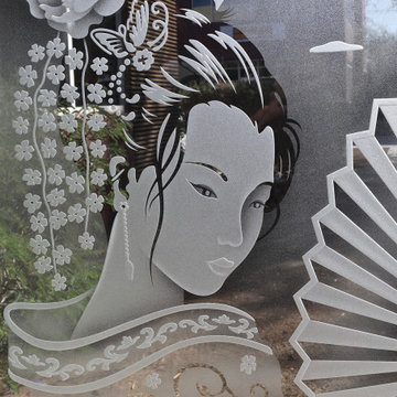 Glass Wall Art - Geisha II