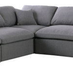 Meridian Furniture - Serene Linen Textured Fabric Deluxe Comfort 5-Piece L-Shaped Sectional, Gray - There's lots to love about the Serene linen textured deluxe cloud-like comfort modular collection, and this piece is not an exception. The soft Gray linen textured fabric is cozy and sleek to the touch while the overstuffed down/feather cushions provide gentle support so you can relax and unwind like a VIP. Customize your seating with this modular set by adding the pieces you like most. Latches under each piece make it easy to snap them into position for a look that's modern yet welcoming.