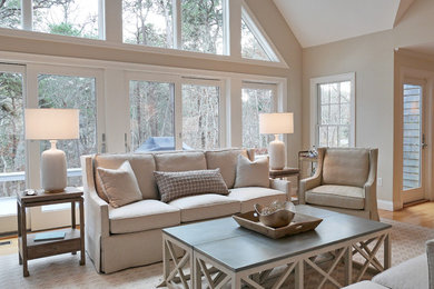 Inspiration for a coastal living room remodel in Boston