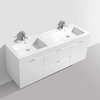 Bliss 60" Double Sink High Gloss White Wall Mount Modern Bathroom Vanity
