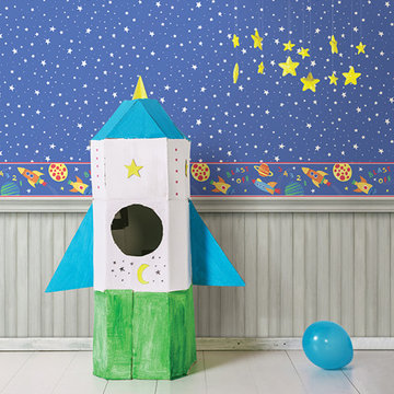 Blast Off Space Blue Border