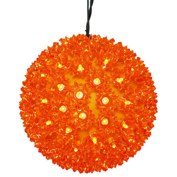 6" Starlight Sphere Christmas Ornament, Orange Wide Angle LED Lights