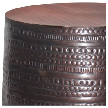 Maklaine 15 " Metal Large Accent Side Table in Oil Rubbed Bronze