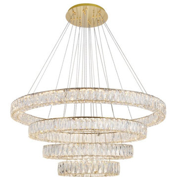 Elegant Lighting Monroe 4 Tier 42" Round Royal Cut LED Chandelier in Gold