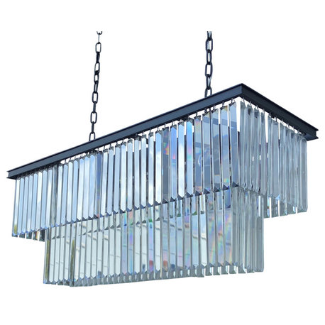 Lightupmyhome D'Angelo 40" Rectangular Crystal Fringe Chandelier