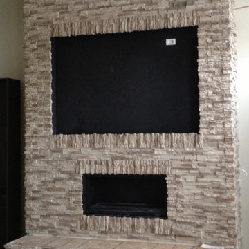 InsulStone Peel & Stick used on a fireplace - Color is Desert