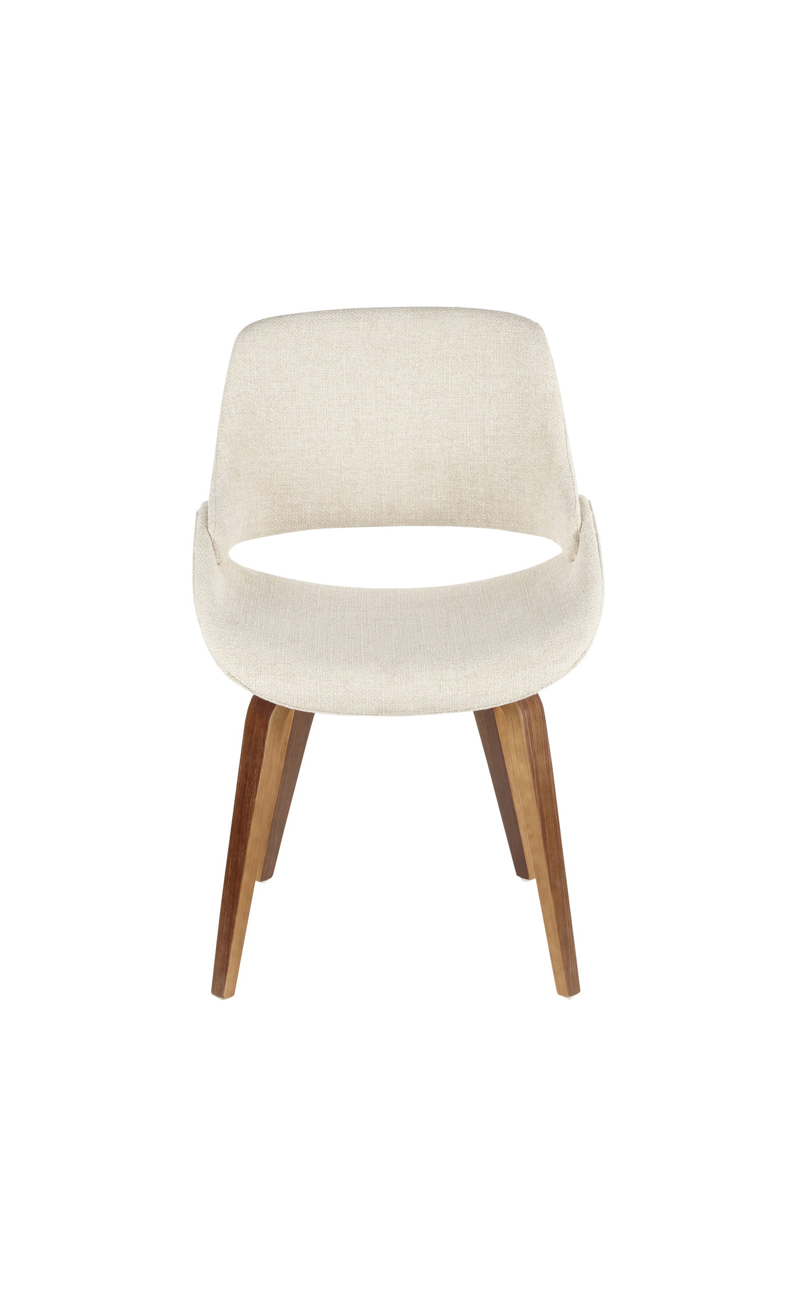 LumiSource Accent Chair, Walnut and Blue Noise, Set of 2, Walnut, Cream