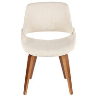 LumiSource Accent Chair, Walnut and Blue Noise, Set of 2, Walnut, Cream