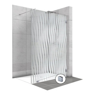 Fixed Glass Shower Screens With Frosted Waves Design - Contemporary - Shower  Doors - by Glass-Door.US | Houzz