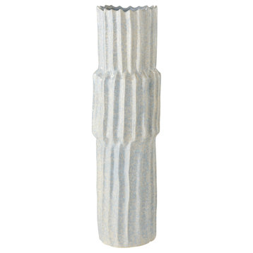Cardon Light Gray Ceramic Textured Vase, 23"