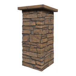 C143-BRECKENRIDGE DEEP WIDE STACKED STONE COLUMN WRAP (CAPS SOLD SEPARATELY) - Wall Panels