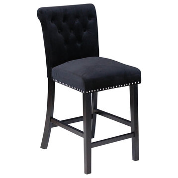 Markelo Velvet Counter Chairs, Set Of 2, Black