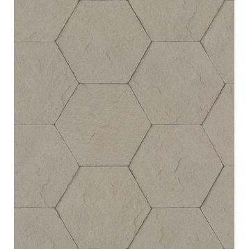 4015-427134 Bascom Stone Hexagon Vinyl Non Woven Wallpaper in Light Grey