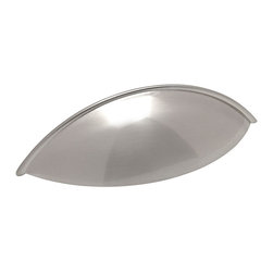 Cosmas - Cosmas 9236SN Satin Nickel Cabinet Bin Cup Pull, 3-3/4" Hole Centers, Set of 5 - Cabinet And Drawer Handle Pulls