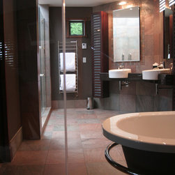 Island Stone copper quartztic slate bathroom with solid & classic mosaic - Tile