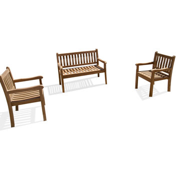 Grade A Teak 3 Pc Set, 2 Seater Bench, & 2 Chairs, By Windsor Teak