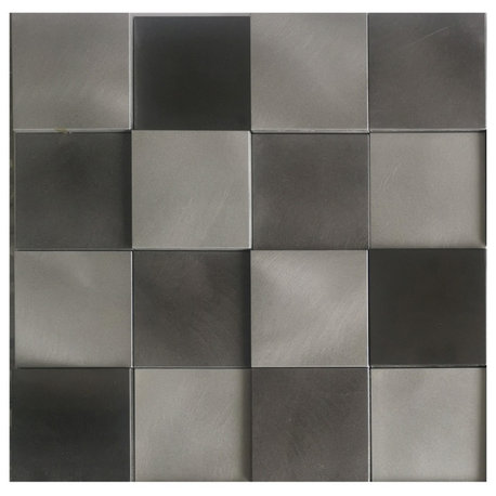 Mijas 11.97x11.97, Gray Peel-and-Stick Mosaic Metal Tile, Box of 11