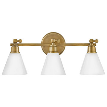 Hinkley Arti 10" Medium Adjustable Three Light Vanity, Heritage Brass