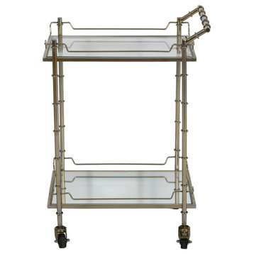 Two Tier 30"H Rolling Bar Cart, Gold