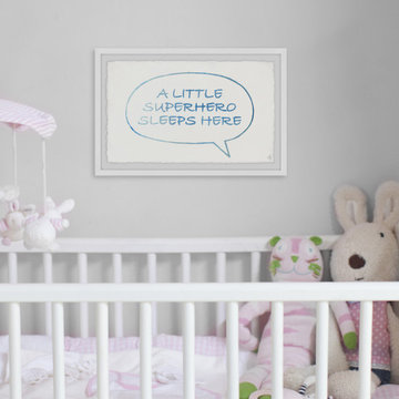 "Superhero Sleeps Here Bubble Box" Framed Painting Print