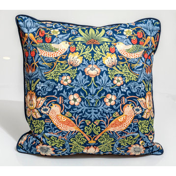 William Morris "Strawberry Thief" pillow cover, designer pillow cover, 24"x24"