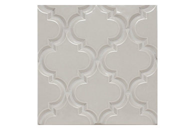 Beveled Arabesque Tile, Vento Grey, Sample