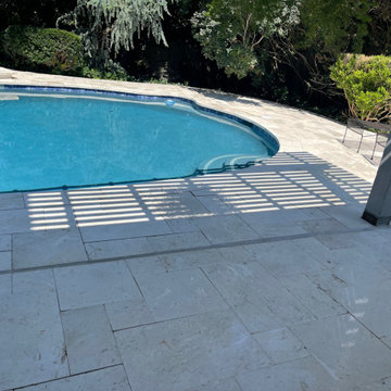 Concrete Pool & Spa Remodel with Travertine Coping/Deck & Patio