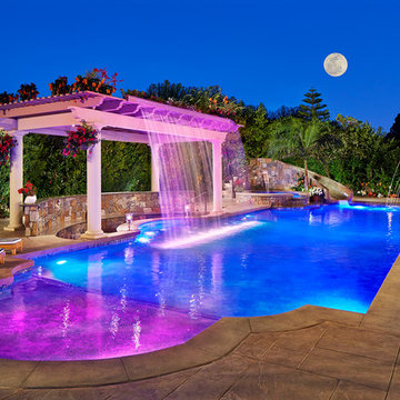 Backyard Resort with Fiber Optic Pool Lighting