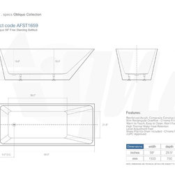 Aqua OBLIQUO 59" Free Standing Bathtub w/ cUPC Approval - Bathtubs