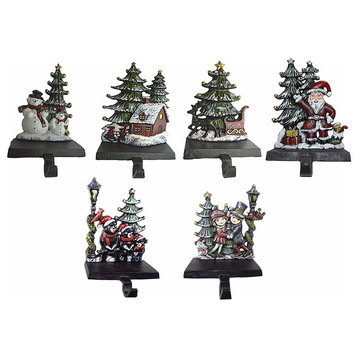 Cast Iron Christmas Stocking Holders, 6-Piece Set