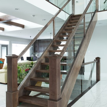 solid maple open rise stair