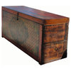 Old Restored Tibetan Dragons Scenery Wooden Trunk Table
