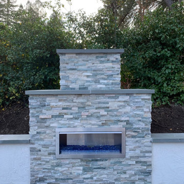 Stacked Stone Fireplace