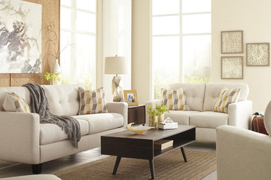 Example of a 1950s living room design in Other
