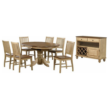 Sunset Trading Brook 8-Piece 42 - 60" Extendable Wood Dining Set in Cream