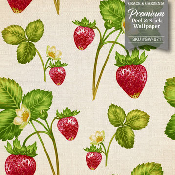 GW4071 Very Berry Strawberry Peel&Stick Wallpaper Roll 20.5in Wide x 18ft Long